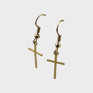 HAND CRAFTED Gold Filled Cross Earrings 18KT Gold Filled NWT